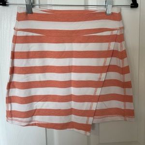 Athleta Ribbon Stripe Skirt Womens coral White Faux Wrap XXS